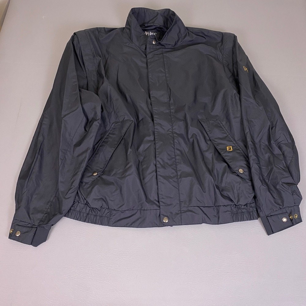 FootJoy DryJoys Windbreaker Jacket Men's Size XL Black Golf Full Zip Mock Neck‎